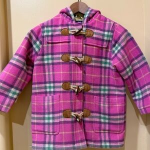 Mini Boden Girls 3-4 Vibrant Plaid Kids Pea Coat